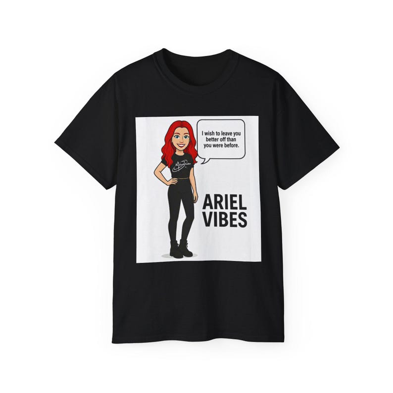 Red-Haired Cartoon Woman Illustration Ariel Vibes T-Shirt | Graphic Tee image 4