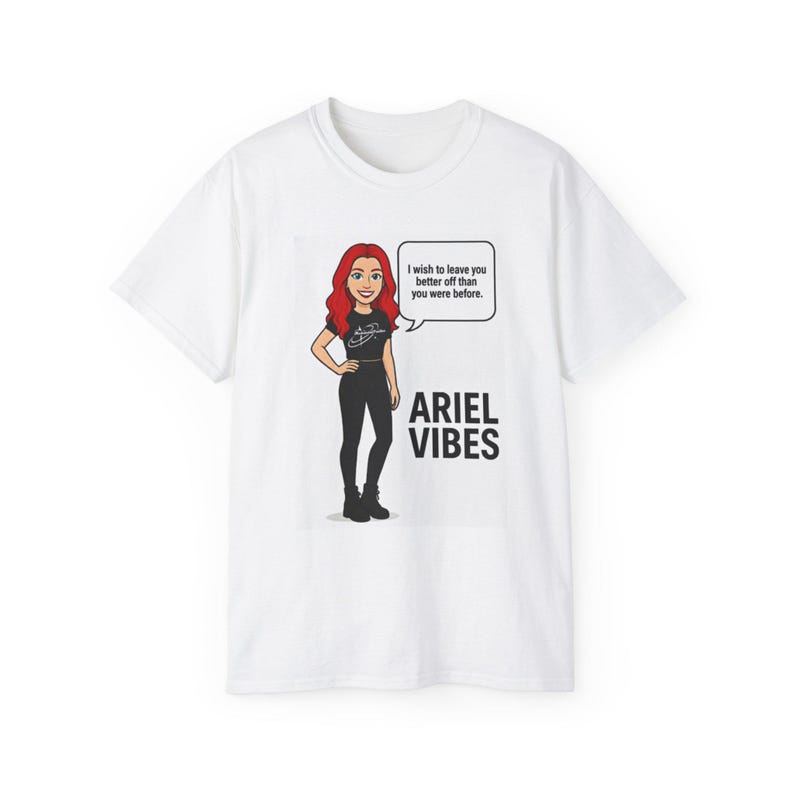Red-Haired Cartoon Woman Illustration Ariel Vibes T-Shirt | Graphic Tee image 3