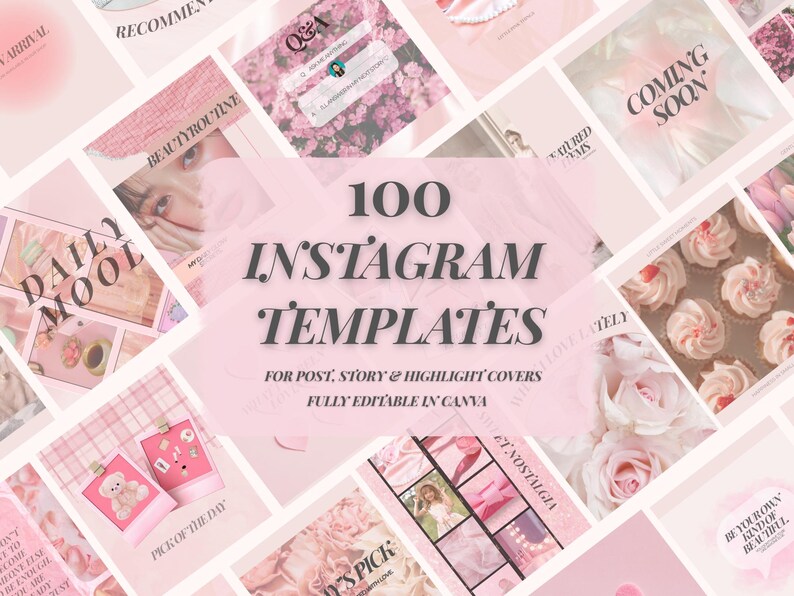 Pink Instagram Templates for Canva | Social Media Content Pack - Etsy