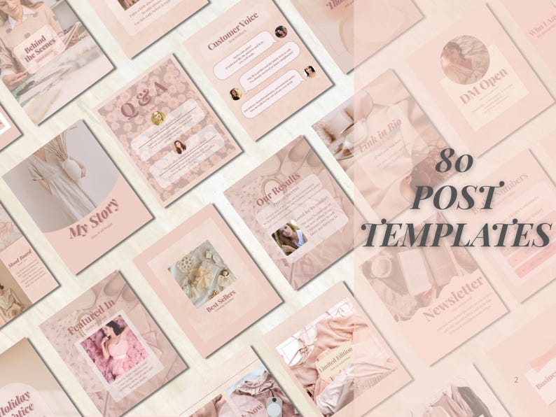 Soft Pink Instagram Templates for Canva | Social Media Content Pack - Etsy