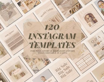 Beige Instagram Templates for Canva | Social Media Content Pack