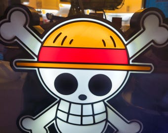 One piece Straw hat jolly roger 3D printed lamp