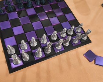 3D Printed Chess Set, Quarter Board Pieces, Custom Color Options Available