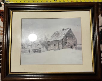 Mennonite Print Art Joanna Krasnansky The Hans Herr House Lancaster County, PA