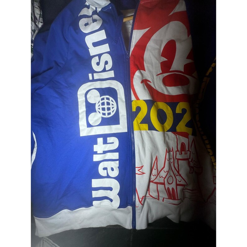 Walt Disney World 2021 Mickey Mouse Full Zip Hoodie Blue White Red XL image 3
