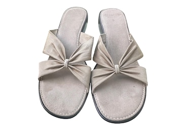 Italian Shoemakers Bow Slide Sandals Comfortable Slip On Wedges Size 9