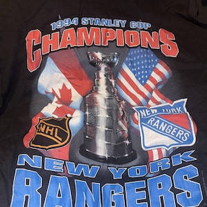 NOS Starter New York Rangers T Shirt Men&#39;s Large Black &#39;94 Stanley Cup Made USA