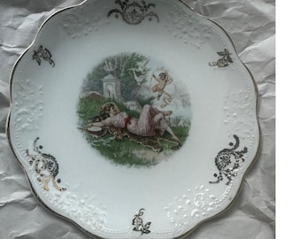 Royal Firenze China Mythologische Cherub Maiden ausgebogter Goldvergoldeter Ausstellungsplatte