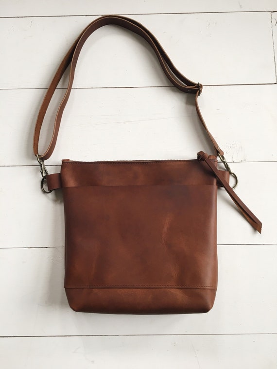 Brown leather crossbody bag brown leather purse crossbody Etsy