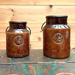Vintage Gabriel Sweden Measuring Jars Set, Scandinavian Pottery 1/3 1/4 L, Rustic Ceramic Kitchen Storage, Nordic Farmhouse Decor