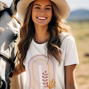 Boho Rainbow shirt for Women, trendy boho tshirt, floral rainbow tee