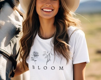 Camiseta floral minimalista: camiseta gráfica Flower Bloom