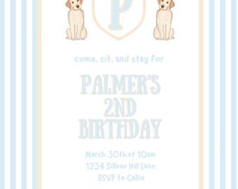 Kids Birthday Party Invitation Digital File - Puppy Dog Theme