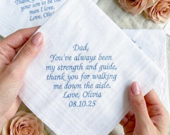 Personalized Wedding Handkerchief: Custom Embroidered Handkerchief for Parents, Bride Gift