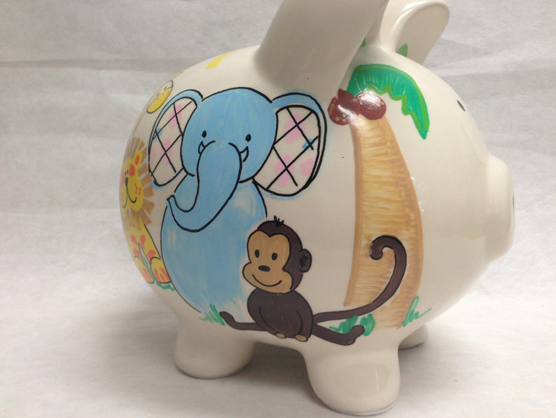 Personalized Piggy Bank Zoo Crew Etsy