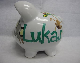 Personalized Piggy Bank Jungle