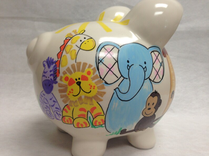 Personalized Piggy Bank Zoo Crew Etsy