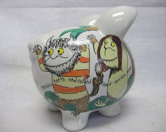 Personalized Piggy Bank Where the Wild Things Are-Roared his terrible Roar