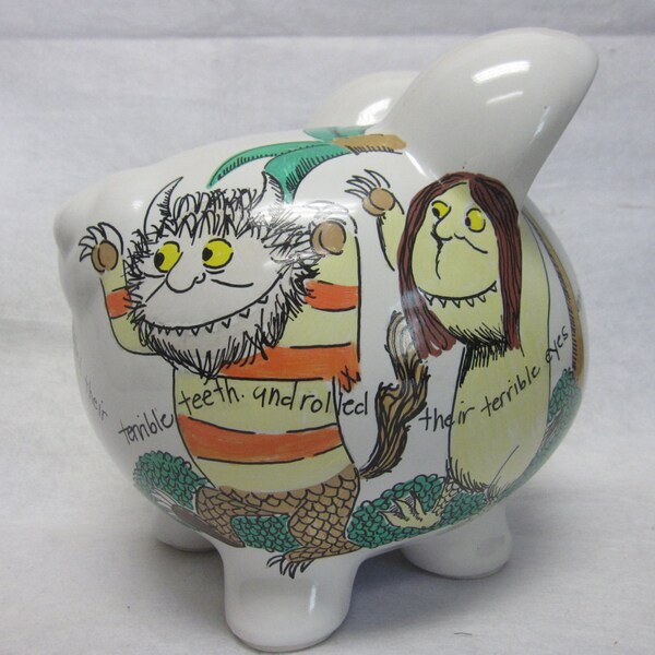 Personalized Piggy Bank Where the Wild Things Are-Roared his terrible Roar