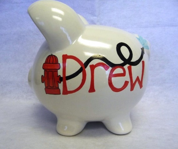 firefighter piggy bank