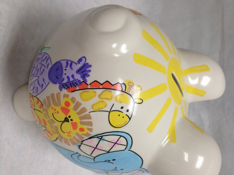 Personalized Piggy Bank Zoo Crew Etsy