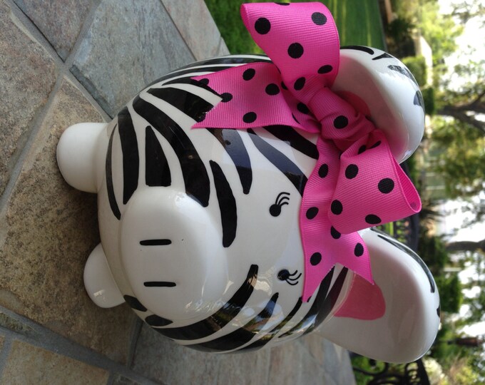 Personalized Piggy Bank Zebra Print Etsy