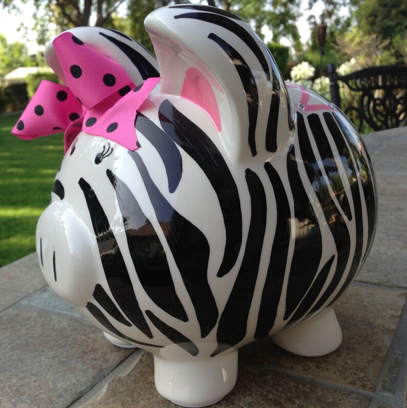 Personalized Piggy Bank Zebra Print Etsy
