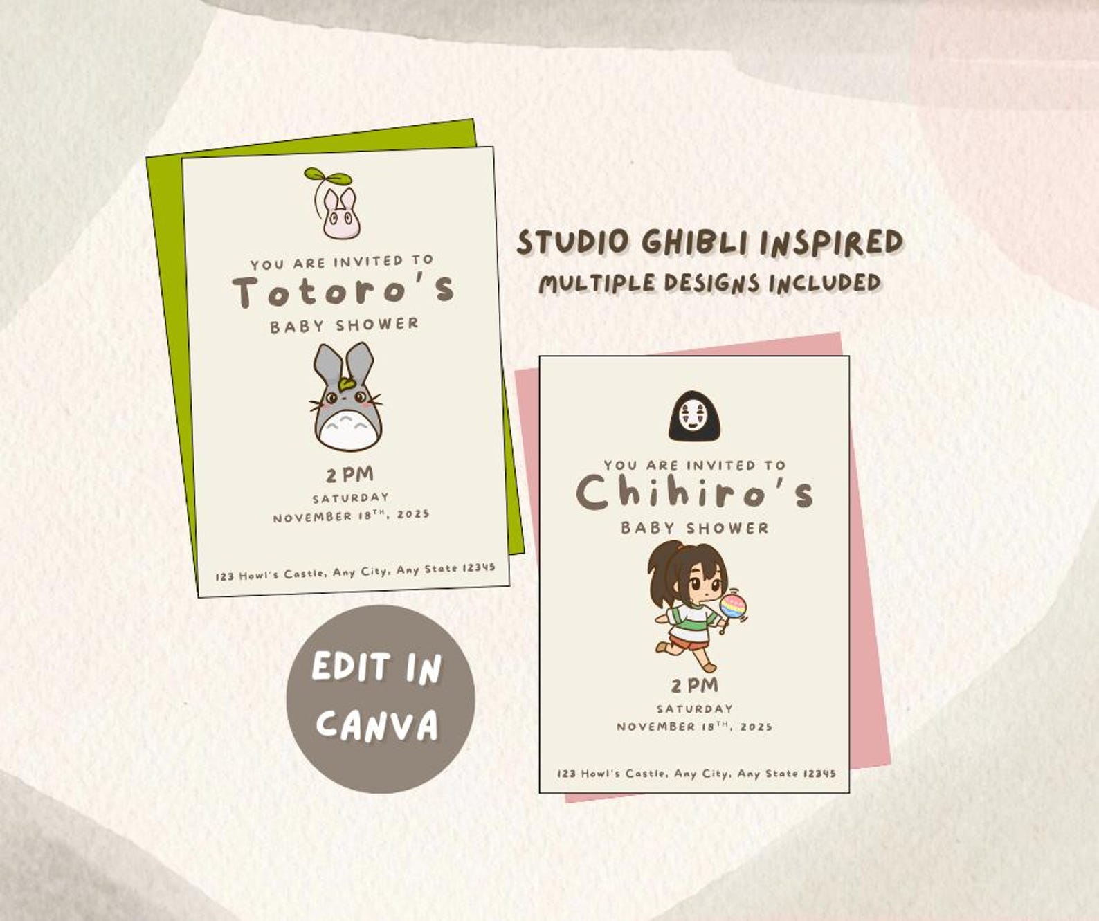 Studio Ghibli Baby Shower Invitation, Minimalist, Totoro, Kiki's ...