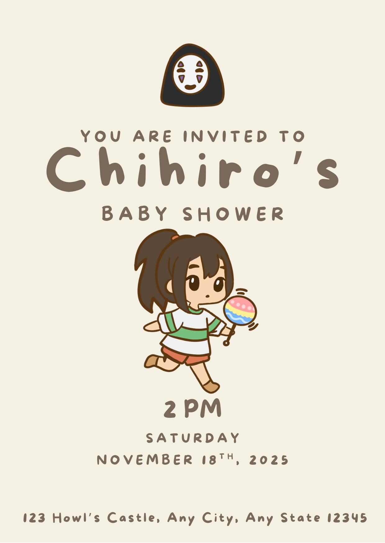 Studio Ghibli Baby Shower Invitation, Minimalist, Totoro, Kiki's ...