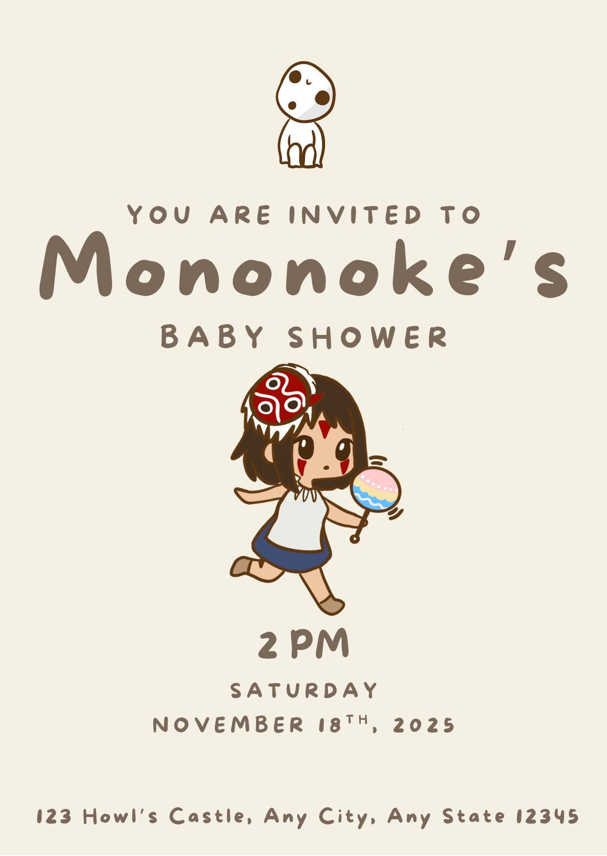 Studio Ghibli Baby Shower Invitation, Minimalist, Totoro, Kiki's ...