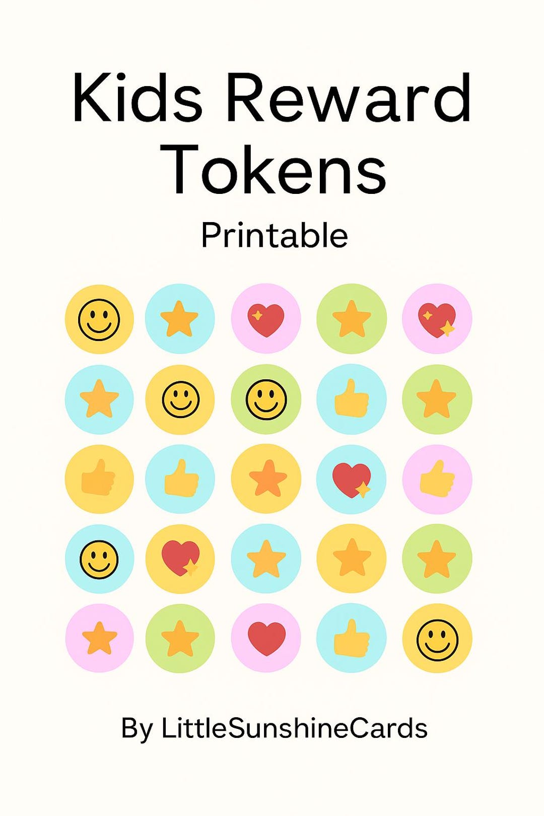 Kids Reward Chart | Printable Chore Chart & Star Tokens (instant ...