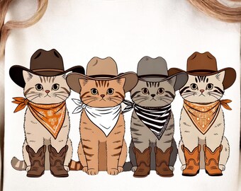 Western Cat PNG Bundle: Cowboy Kitten Graphics (Digital Download)