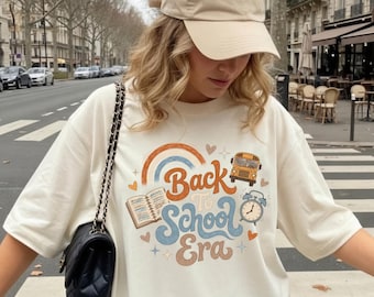 Retro Teacher Shirt, Back To School Era, Comfort Colors Tee, Groovy Rainbow Bus Design