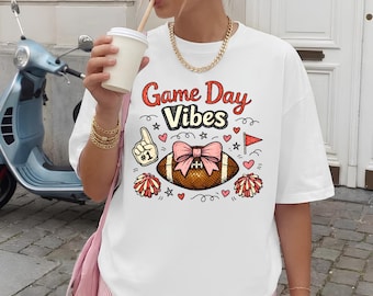 Game Day Vibes Football Shirt, Coquette Bow Tee, Comfort Colors Football Mom Gift
