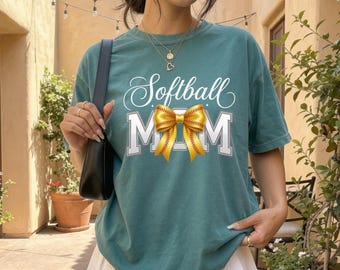 Softball Mom Shirt, Game Day Comfort Colors Tee, Coquette Bow Accent