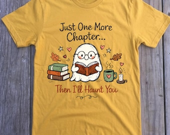 Ghost Reading Shirt, Bookish Halloween Comfort Colors Tee, Fall Bookworm Apparel