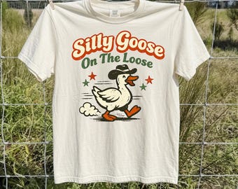 Silly Goose Cowboy Shirt, Retro Cartoon Tee, Comfort Colors Garment-Dyed T-Shirt