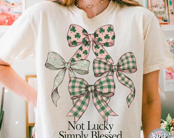 Blessed Shamrock Bow PNG Design: Christian Quote Graphic (Digital Download)