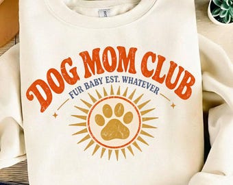 Dog Mom Club Retro Paw Print Shirt, Comfort Colors Fur Baby Tee