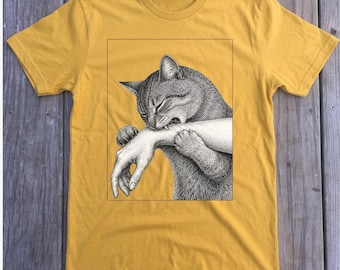 Cat Bite Shirt, Vintage Engraving Cat Art, Comfort Colors Tee