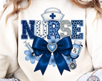 Nurse Floral Leopard Print PNG (Digital Download)