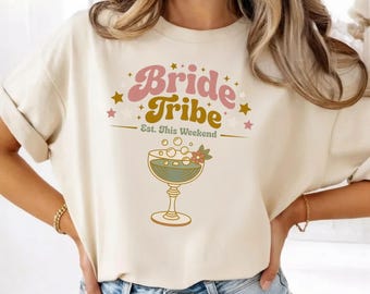 Bride Tribe Retro Bachelorette Party Shirt, Garment-Dyed Cotton Tee