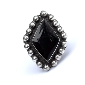Vintage Sterling Silver Black Onyx Taxco Mexico Ring Size 8