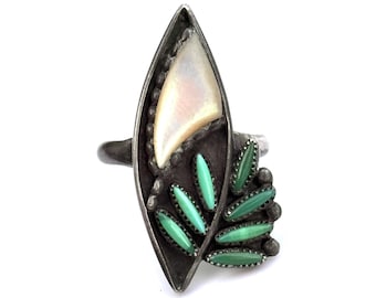 Vintage Sterling Silver Jaramillo Zuni Artist Signed Needlepoint Ring Size 6