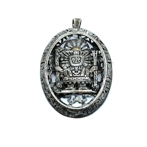 Vintage Sterling Silver Arte Orfebre Peru Storyteller Inca Style Pendant Pin
