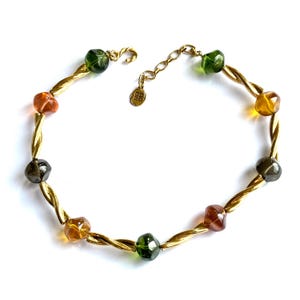 Vintage Givenchy Gripoix Glass Bead Gold Tone Choker Necklace