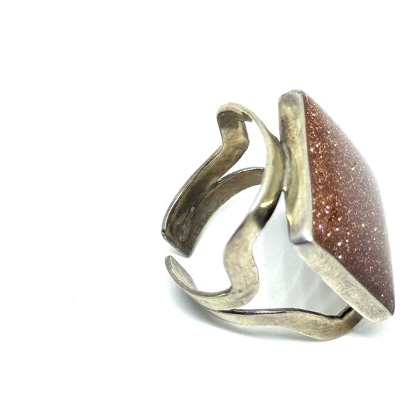 Vintage 950 Silver Large Statement Goldstone Mode… - image 14