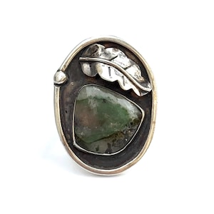 Vintage Sterling Silver Navajo Southwestern Style Large Gemstone Band Size 8.5