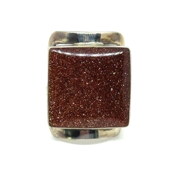 Vintage 950 Silver Large Statement Goldstone Mode… - image 3