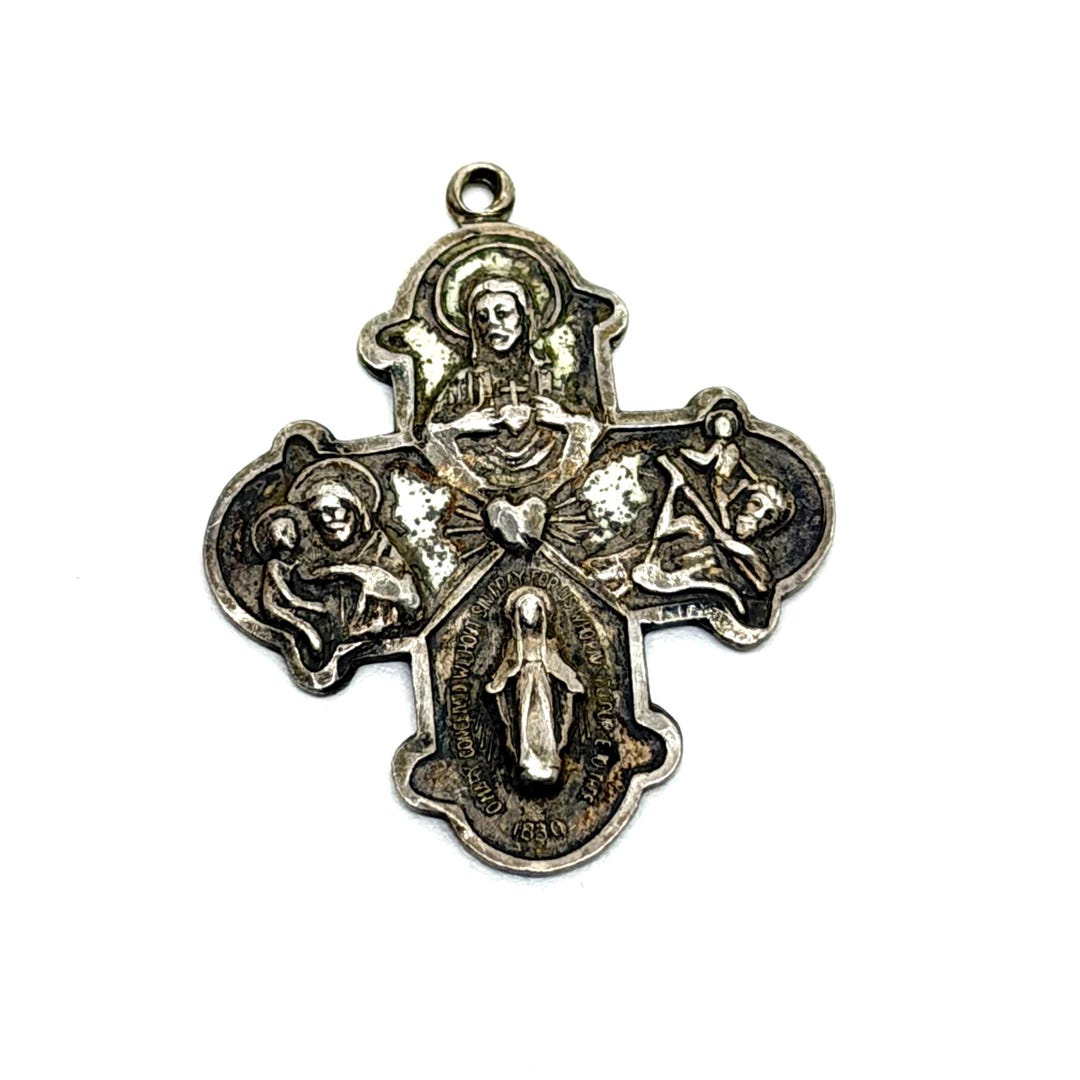 Vintage Sterling Silver Four Way Cross Creed Priest Catholic Medal - Etsy